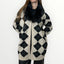 AYFEE - CARDIGAN A ROMBI CON COLLO IN ECO-PELLICCIA