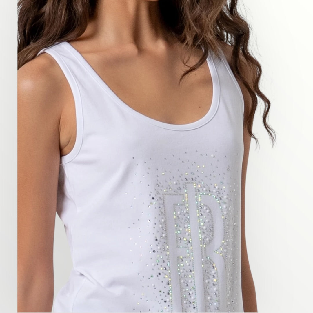 FRACOMINA - TOP LOGO CON STRASS