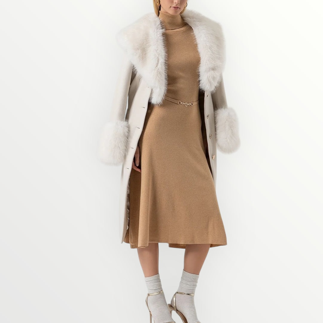 FRACOMINA - CAPPOTTO CON INSERTI DI PELLICCIA