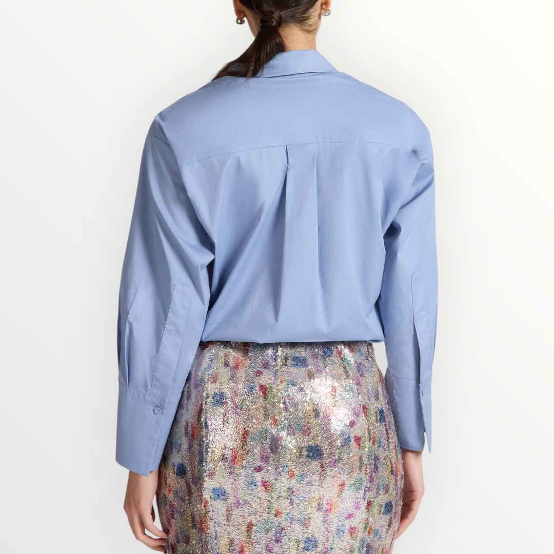 ELENA MIRO' - CAMICIA IN POPELINE CON CRISTALLI