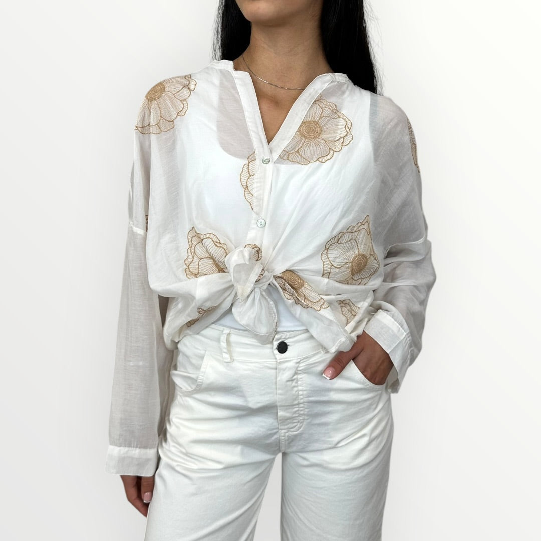 MOTEL - CAMICIA CON RICAMO FLOREALE