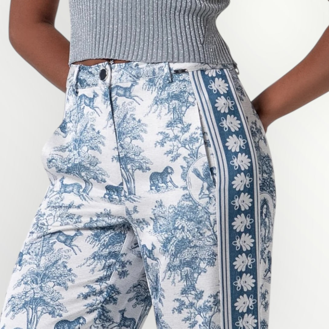 FRACOMINA - PANTALONE A PALAZZO IN FANTASIA