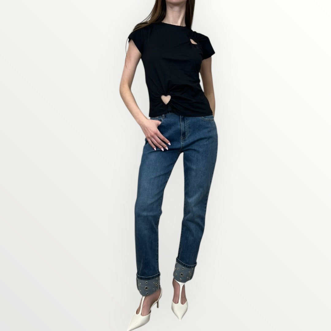 NO SECRETS - T-SHIRT CON CUT-OUT CUORI