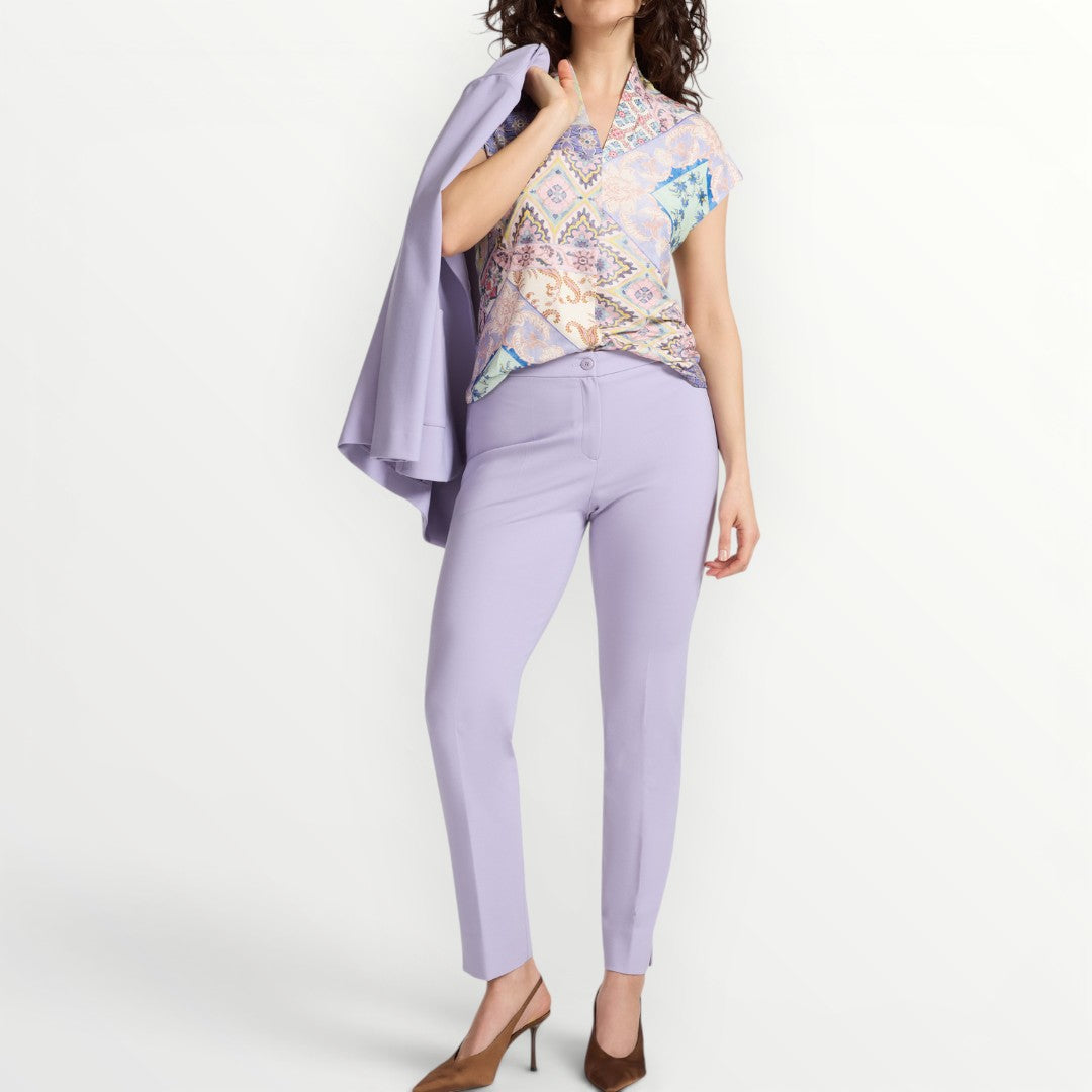 ELENA MIRO' - T-SHIRT SCOLLO V STAMPATA