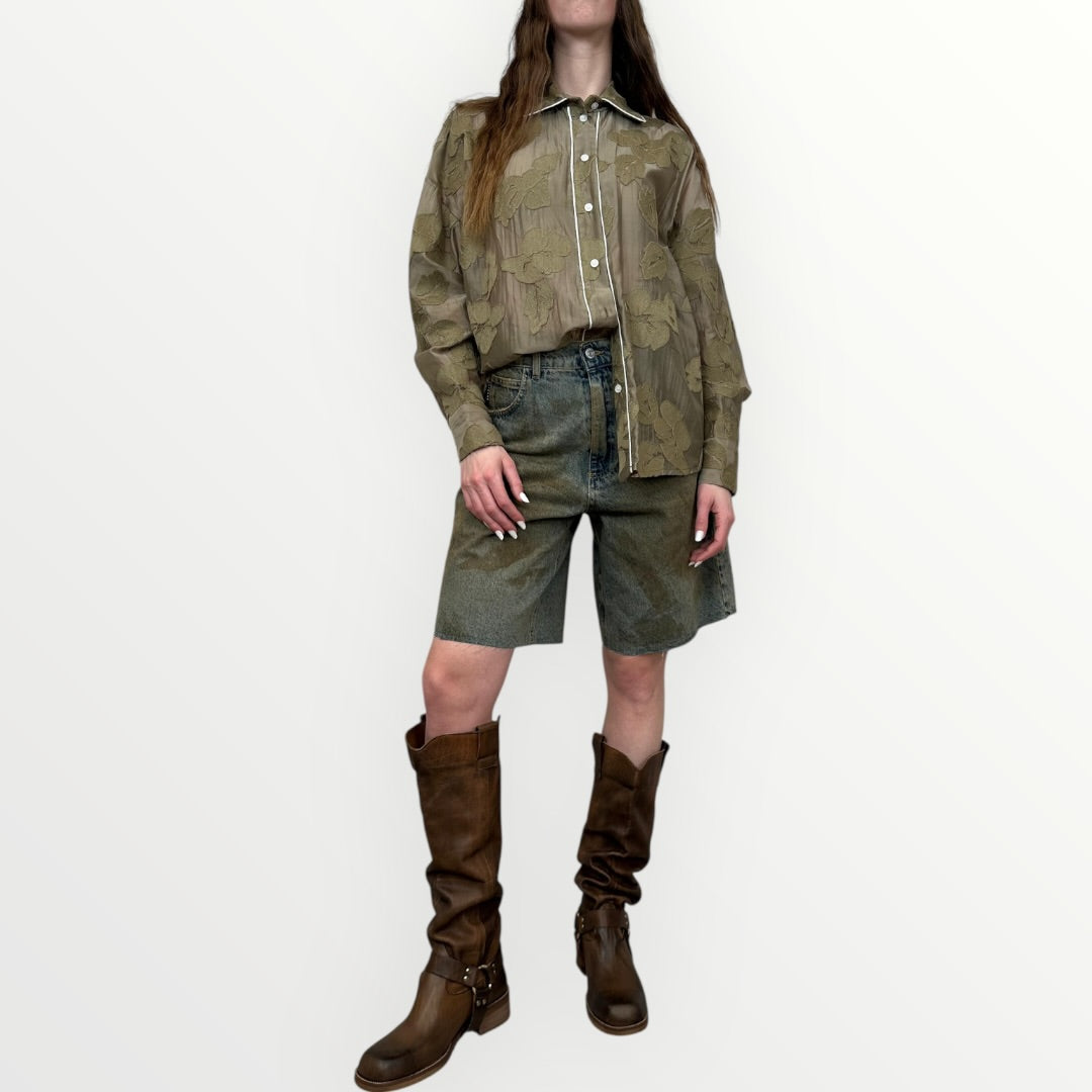 HAVEONE - CAMICIA CON ROSE RICAMATE