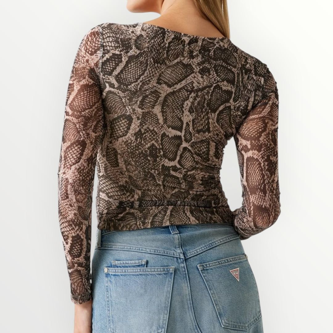 GUESS - MAGLIA A STAMPA PITONATA