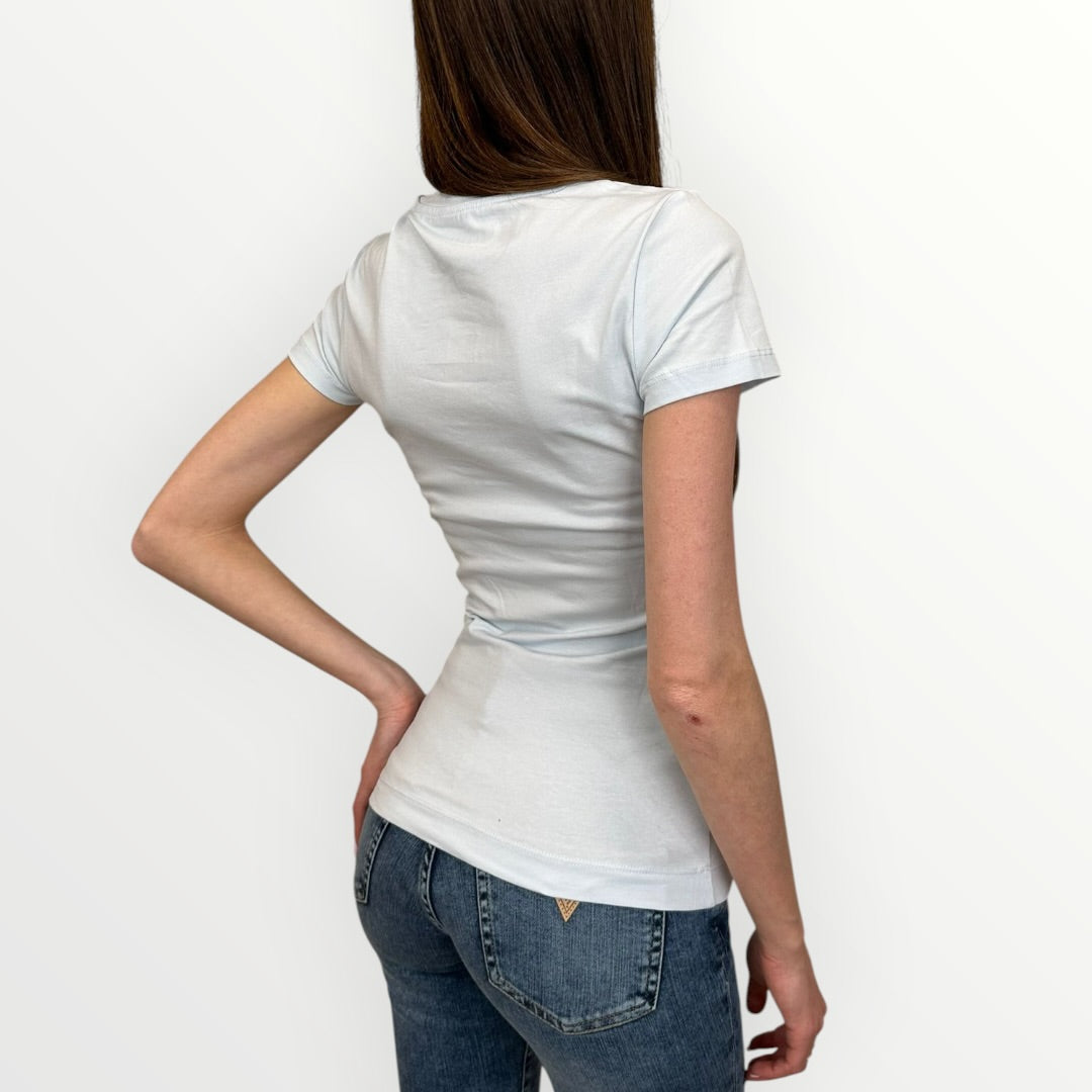 GUESS - T-SHIRT SEMPLICE CON LOGO BRILLANTINATO
