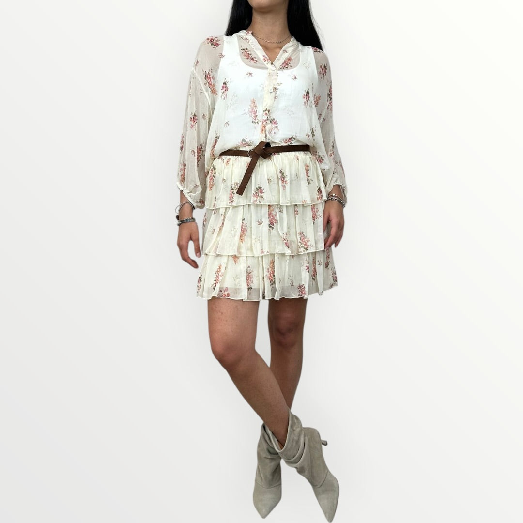 MOTEL - CAMICIA ALLA COREANA CON FIORELLINI