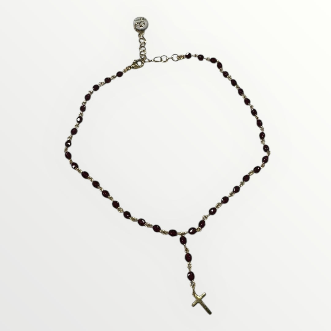 MOMI - SHORT CROSS ROSARY NECKLACE