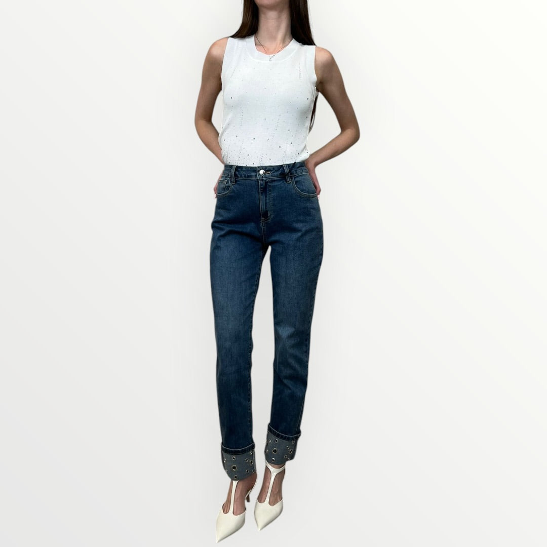 NO SECRETS - JEANS CON OCCHIELLI SUL FONDO