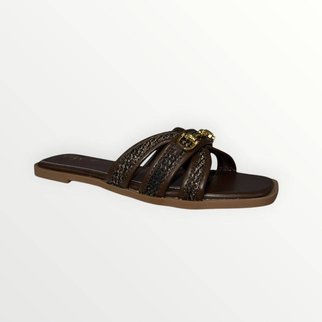 OVYE' - CIABATTA BASSA CON INTRECCI E CATENA