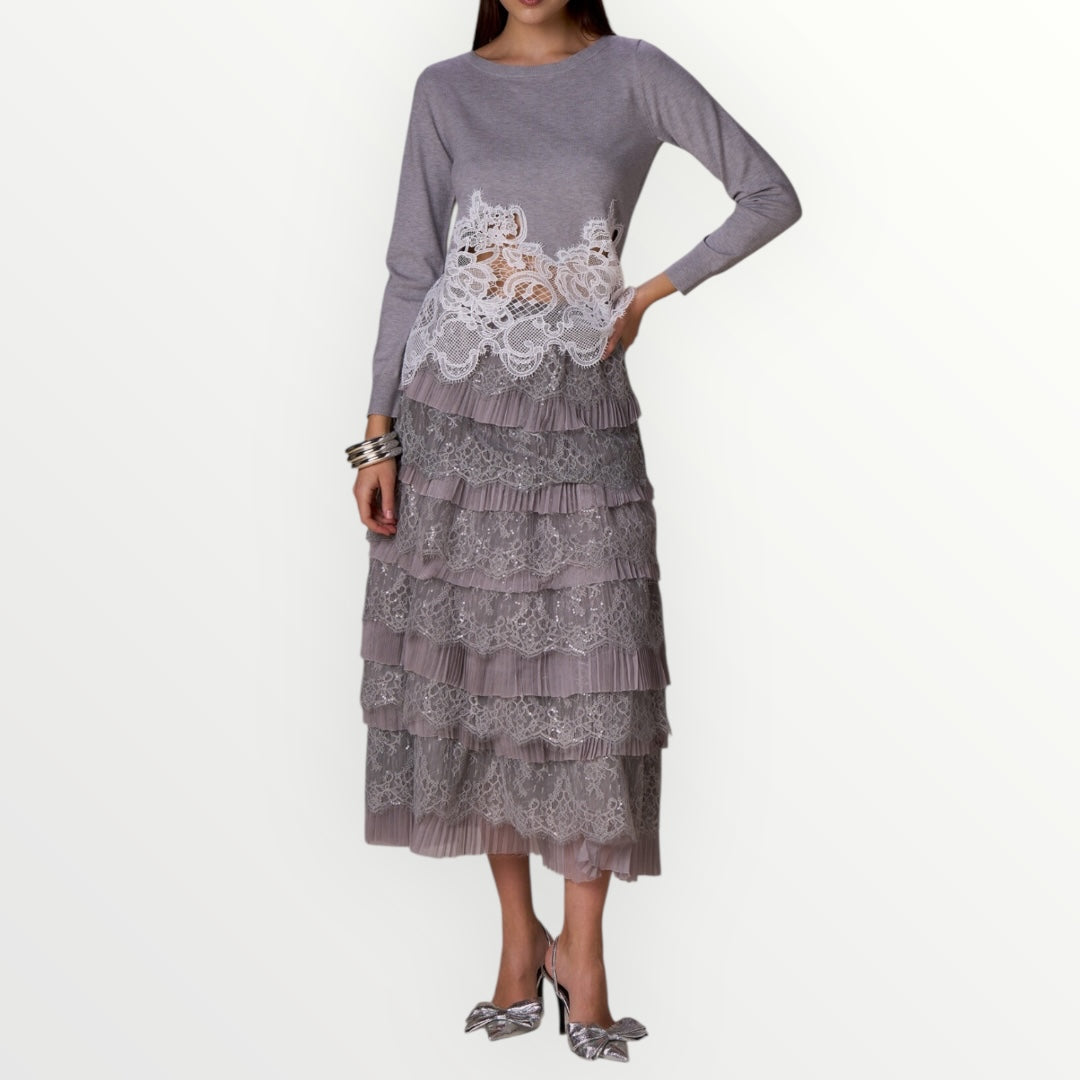 NO SECRETS - MAGLIA CON FONDO PIZZO