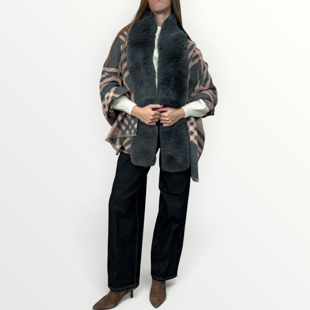 AYFEE - MANTELLA CON PROFILO IN ECO-PELLICCIA
