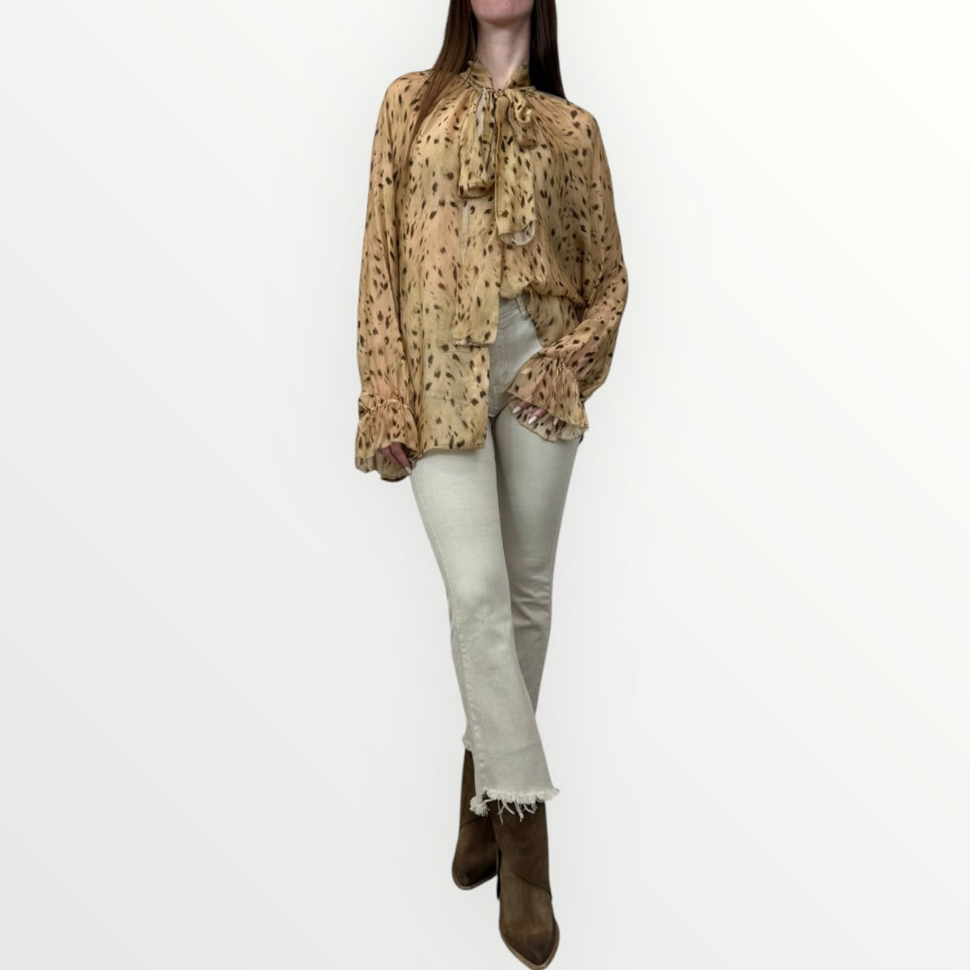 KING KONG - CAMICIA MACULATA CON FIOCCHETTO