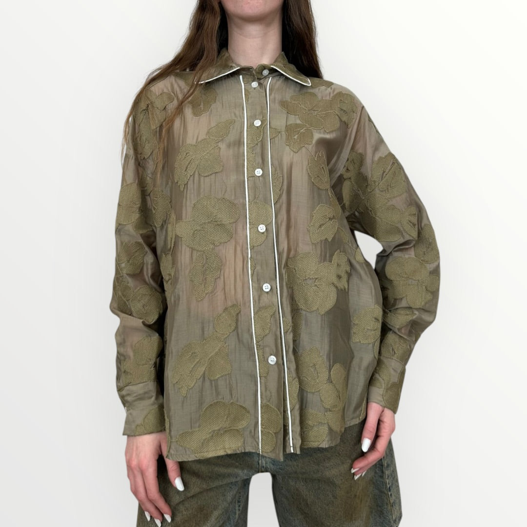 HAVEONE - CAMICIA CON ROSE RICAMATE