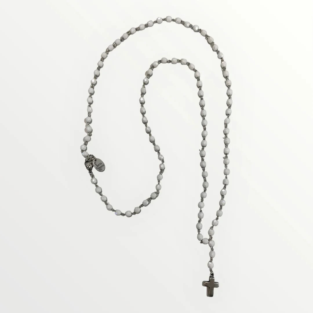MOMI - LONG CROSS ROSARY NECKLACE