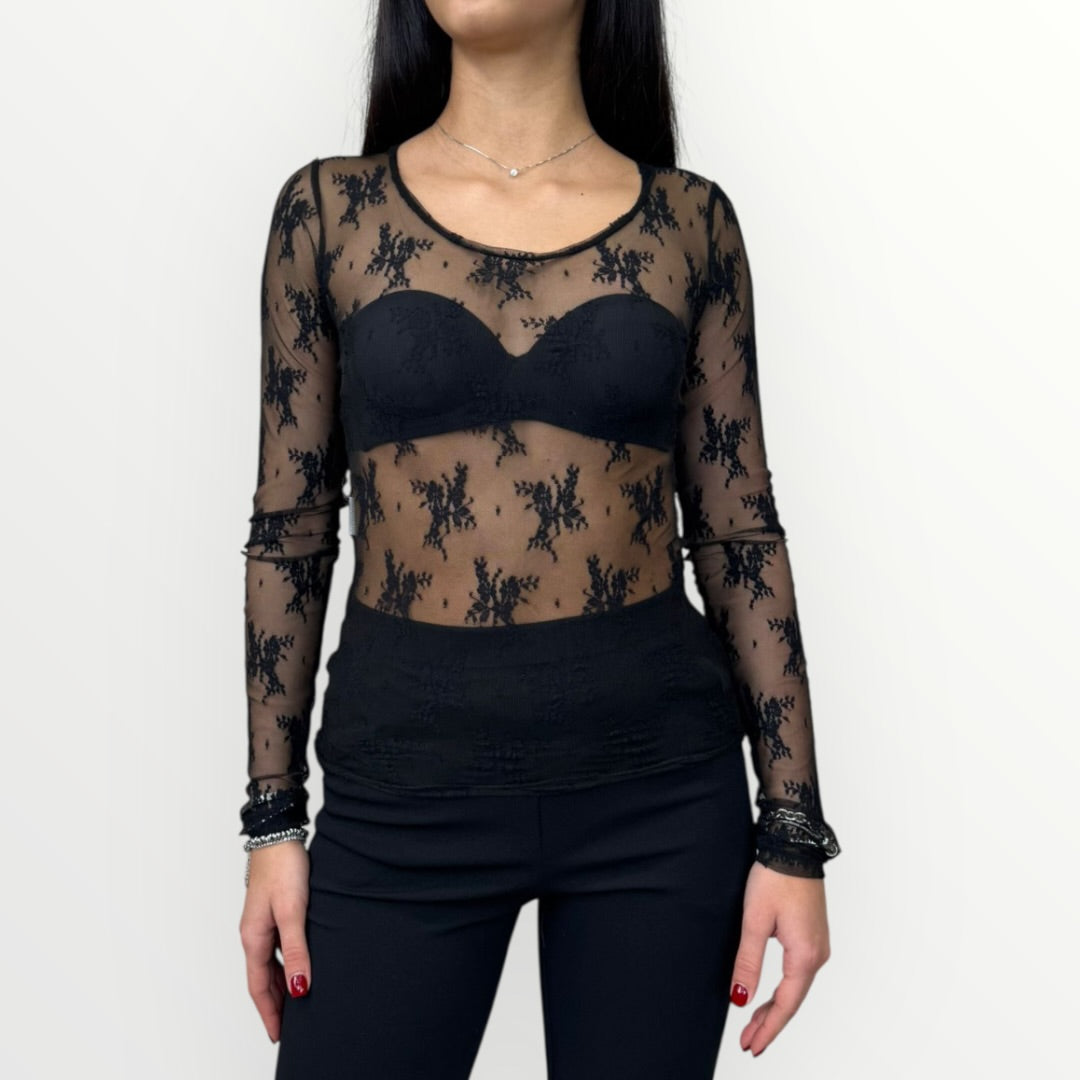 IMPERIAL - T-SHIRT A MANICA LUNGA IN PIZZO