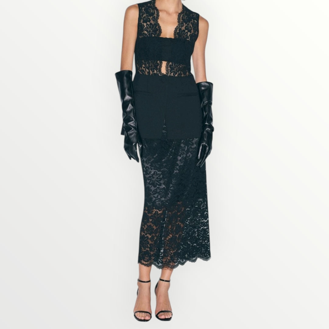 IMPERIAL - GONNA IN PIZZO CON SPACCO E CINTURA