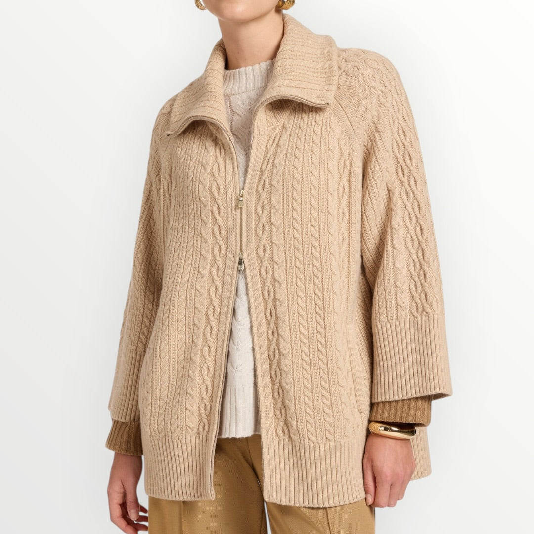 ELENA MIRO' - CARDIGAN A TRECCE COLLO ALTO