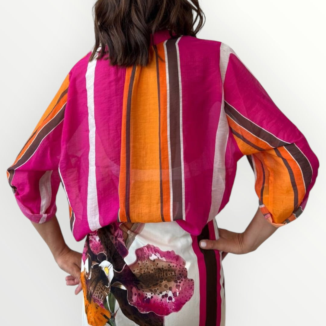 HAVEONE - CAMICIA RIGATA ALLA COREANA