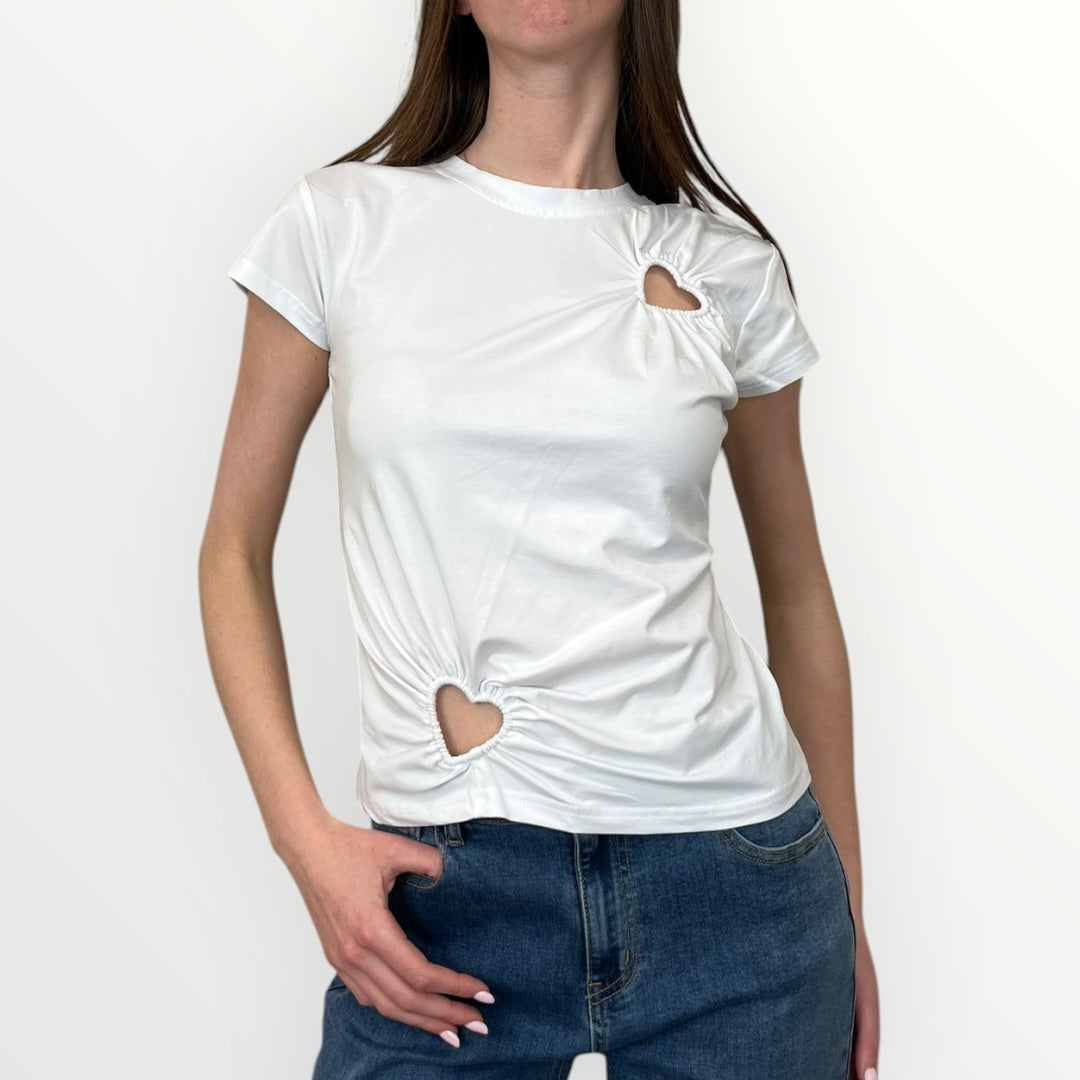 NO SECRETS - T-SHIRT CON CUT-OUT CUORI