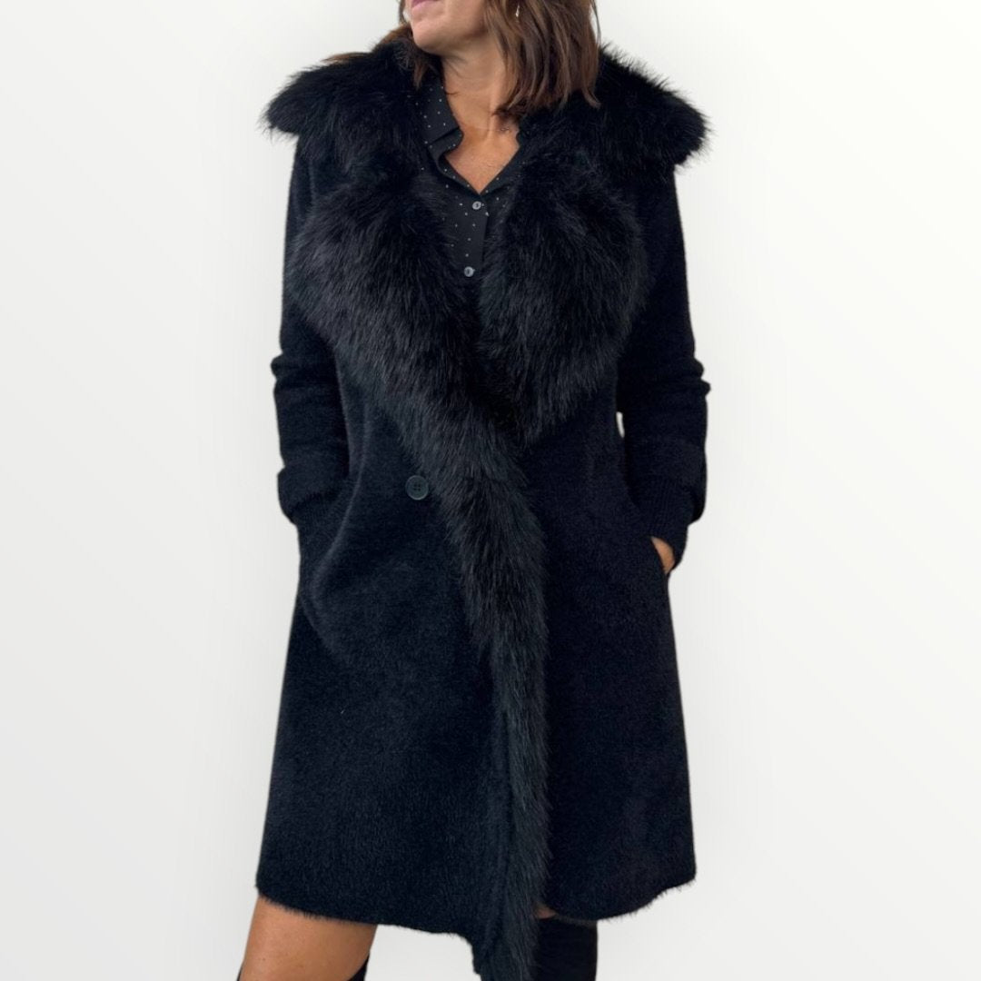 NO SECRETS - CAPPOTTO CON REVER IN ECO-PELLICCIA