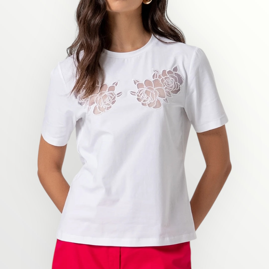 FRACOMINA - T-SHIRT CON RICAMI