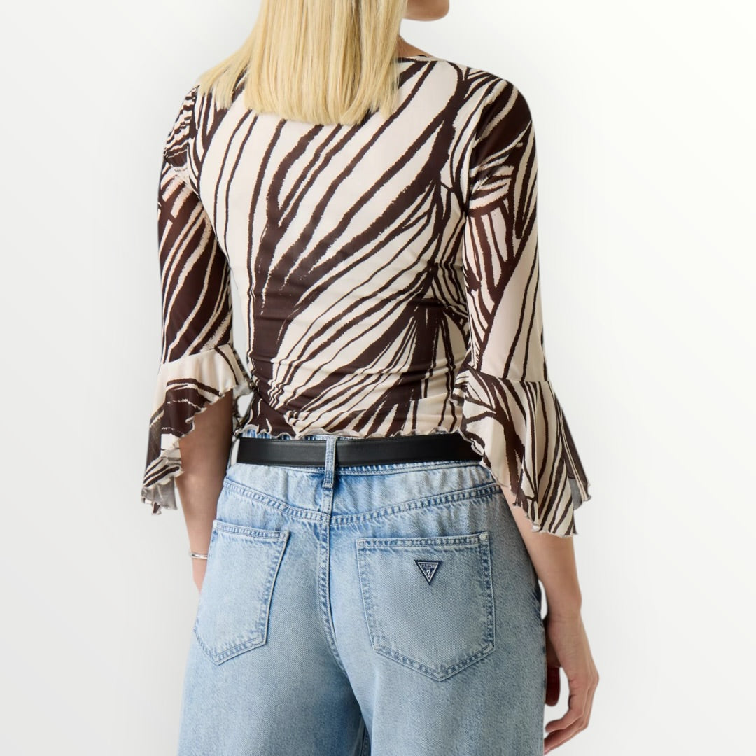 GUESS - T-SHIRT CON MANICHE SCAMPANATE