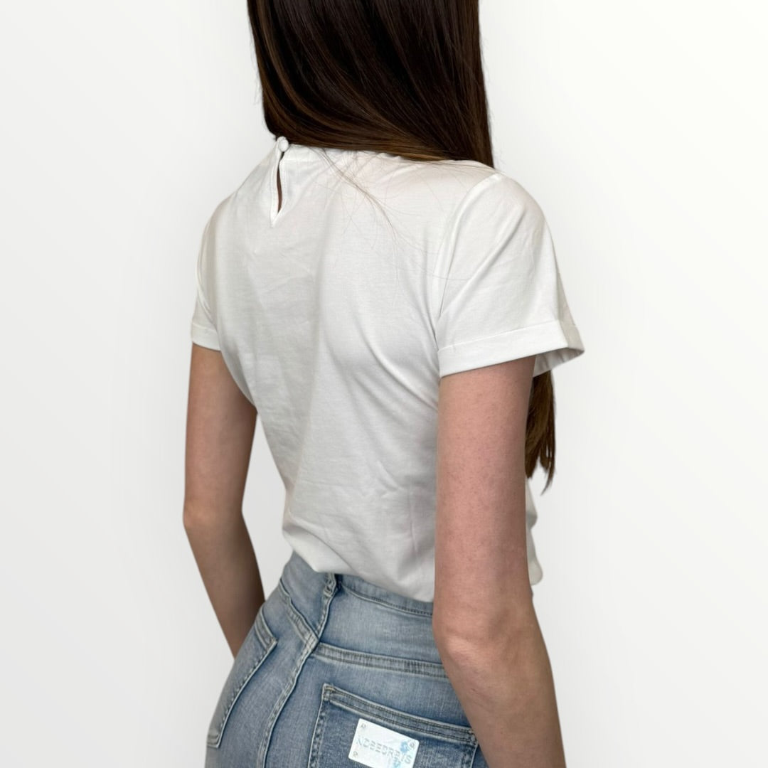 NO SECRETS - T-SHIRT GIRCOLO CON PERLE