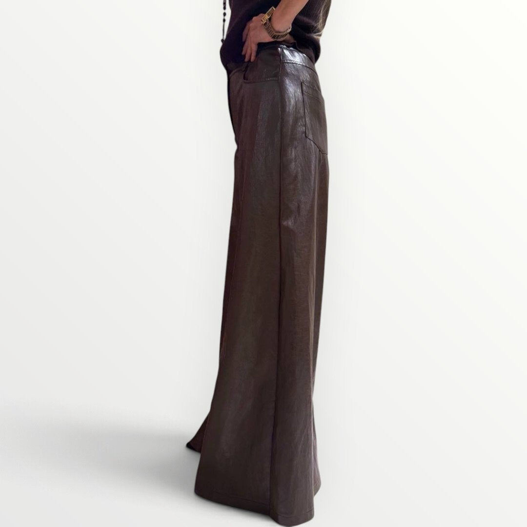 HAVEONE - PANTALONE IN ECO-PELLE SUPER PALAZZO
