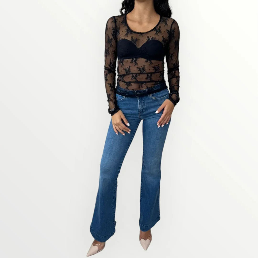 IMPERIAL - T-SHIRT A MANICA LUNGA IN PIZZO