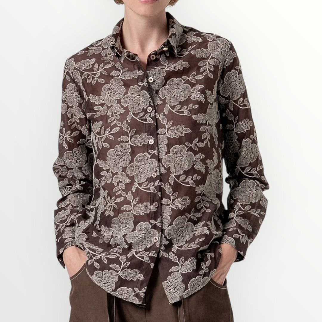 FRACOMINA - CAMICIA RICAMI FLOREALI