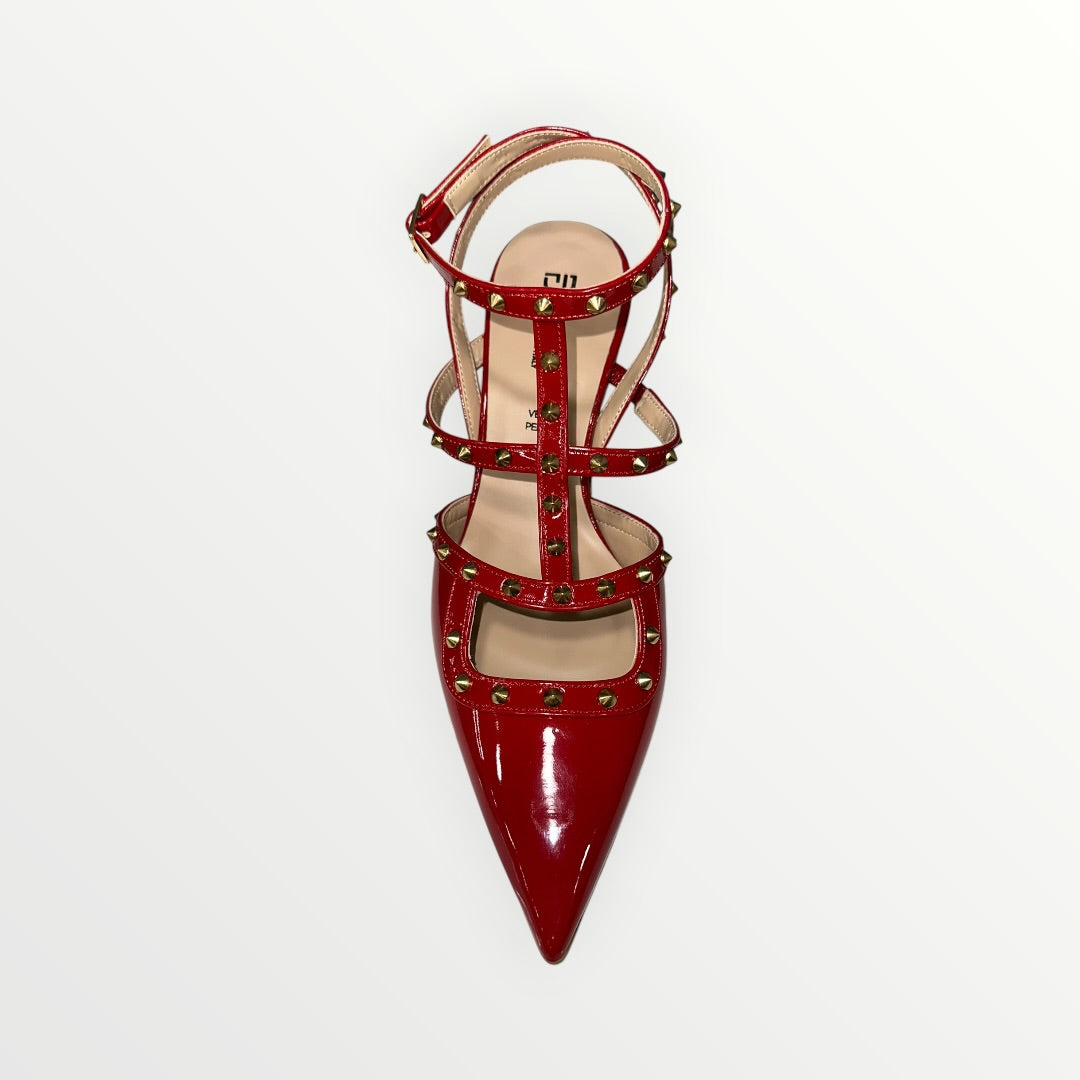 DIVINE FOLLIE - DECOLLETE IN VERNICE LUCIDA CON BORCHIE
