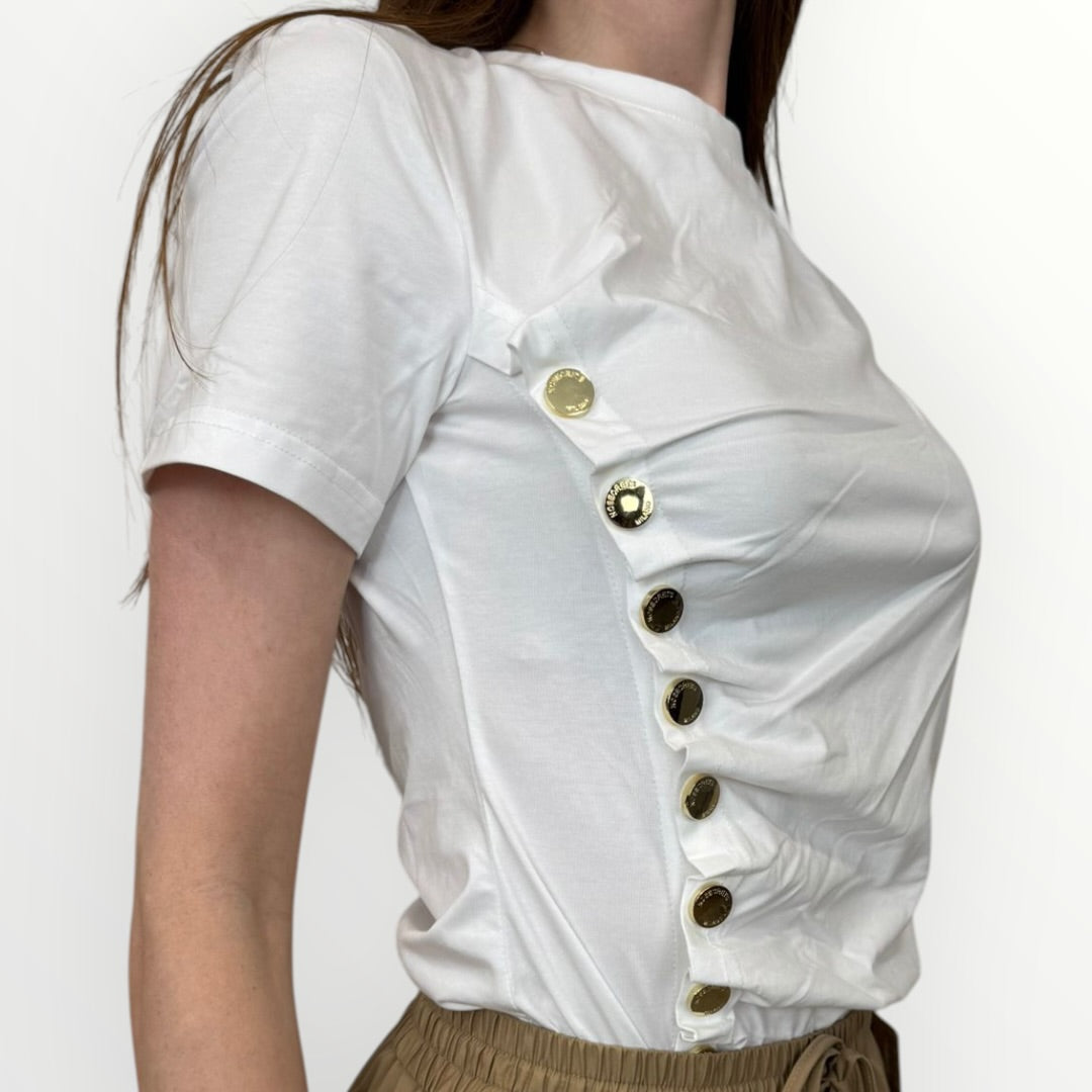 NO SECRETS - T-SHIRT CON BOTTONI LATERALI