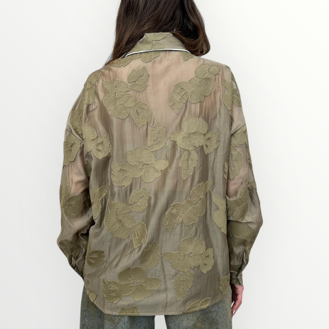 HAVEONE - CAMICIA CON ROSE RICAMATE