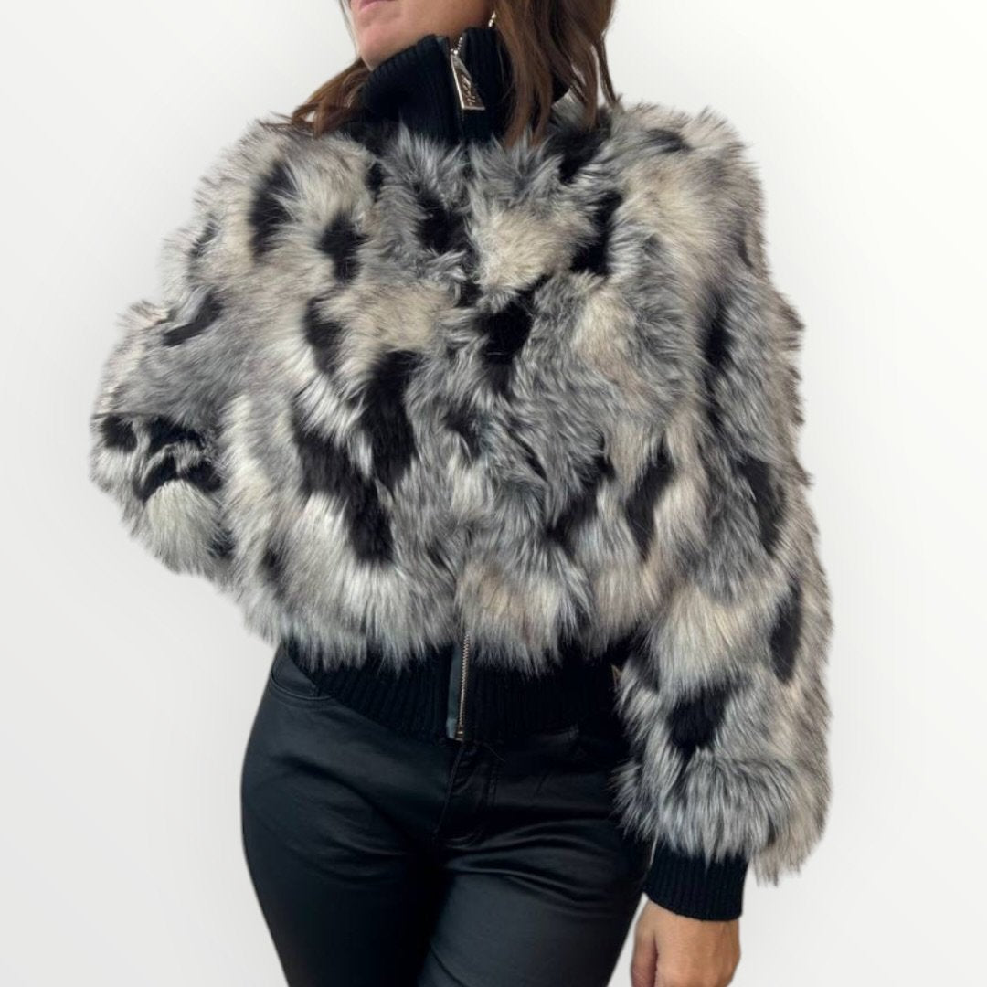 AYFEE - BOMBER IN ECO-PELLICCIA CON INSERTO A COSTINA