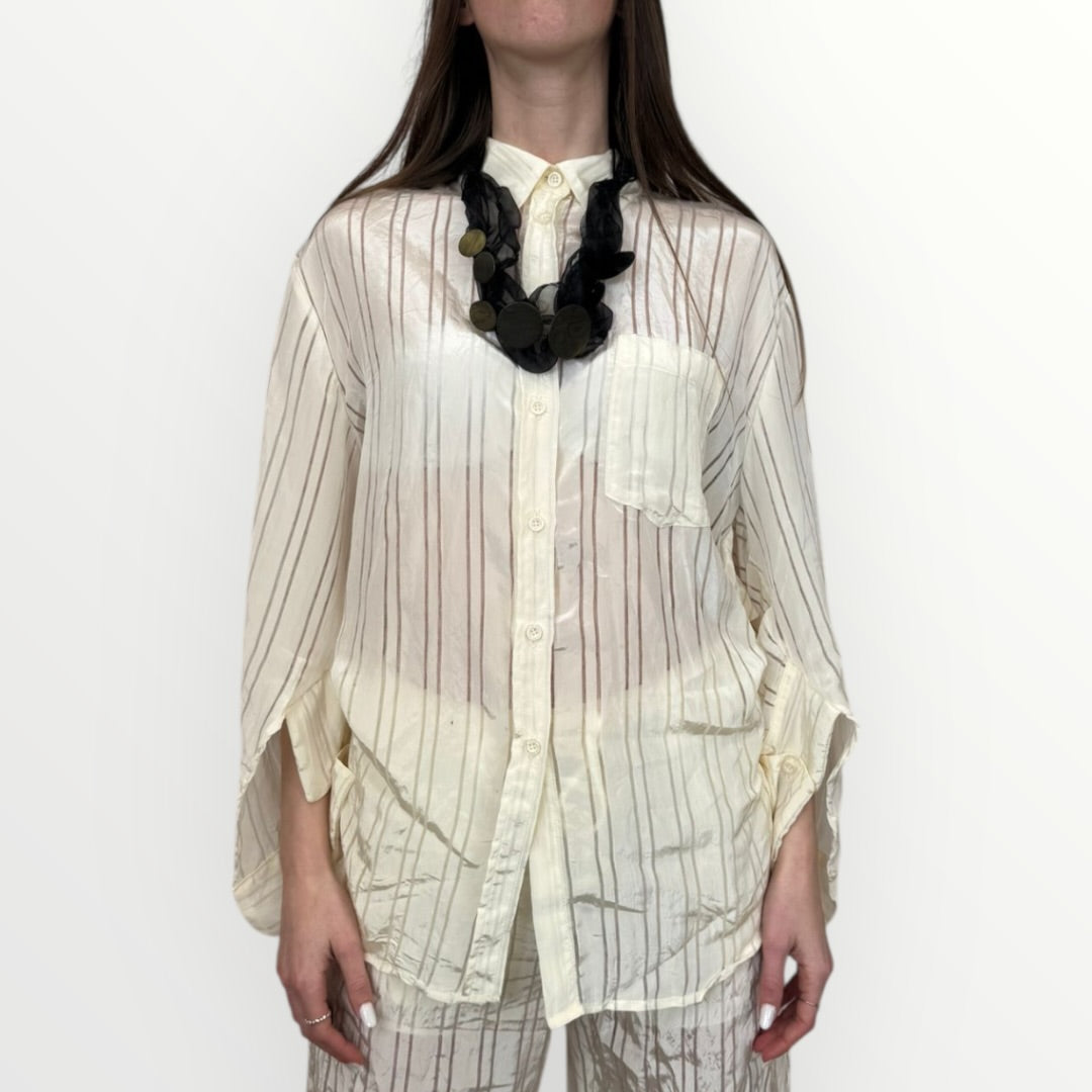 SOUVENIR - CAMICIA RIGATA CON TRASPARENZE