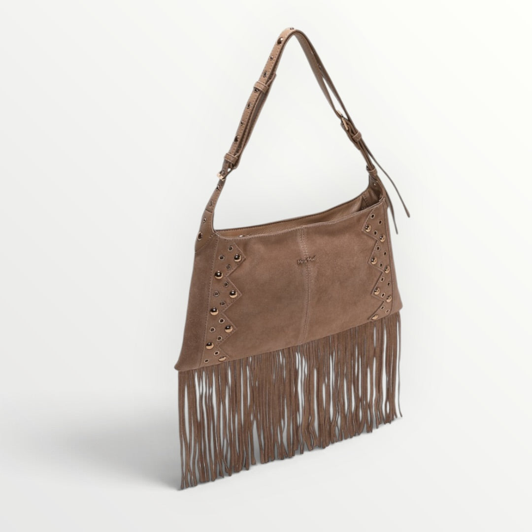 MIMI' MUA' - BORSA A TRACOLLA CON BORCHIE E FRANGE