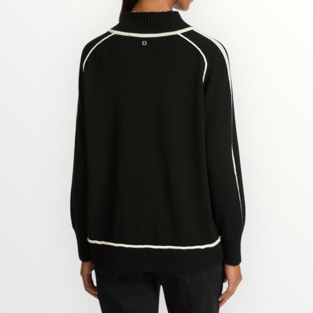 ELENA MIRO' - MAGLIA IN LANA CON BORDI A CONTRASTO