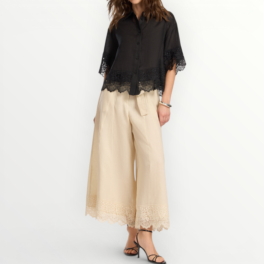 ELENA MIRO' - CAMICIA IN LINO CON PIZZO