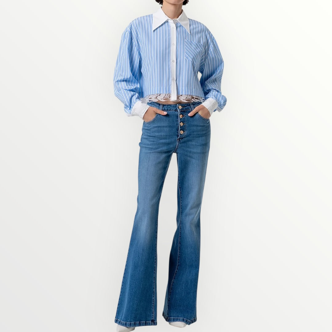 FRACOMINA - CAMICIA A RIGHE CROPPED