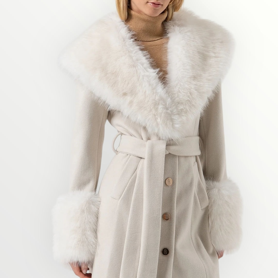 FRACOMINA - CAPPOTTO CON INSERTI DI PELLICCIA