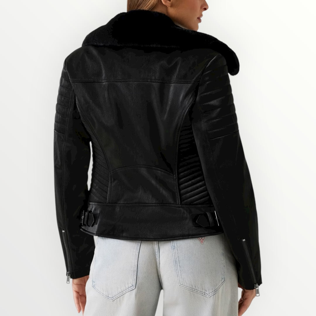 GUESS - GIUBBINO IN SIMIL PELLE E PELLICCIA