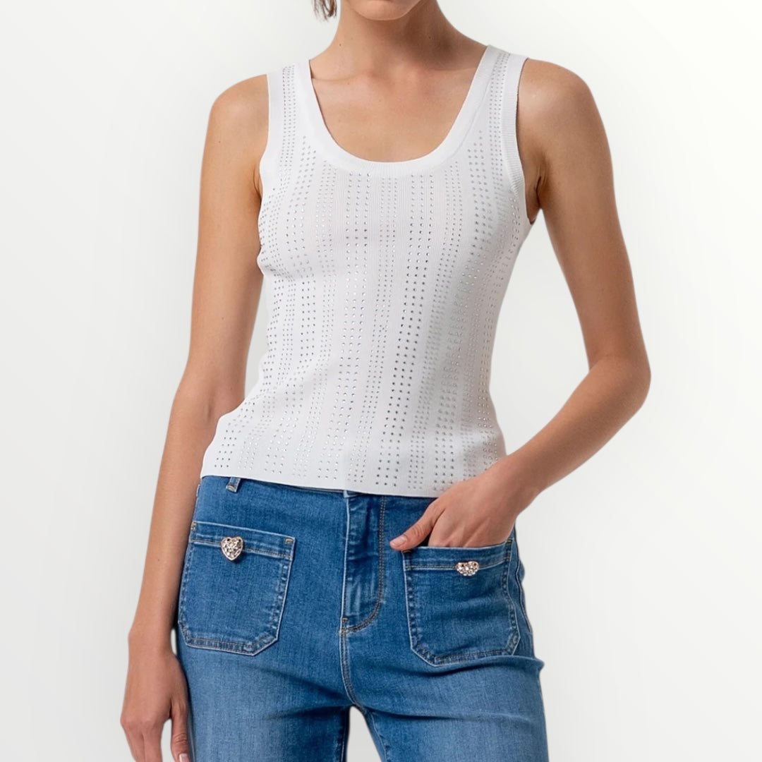 FRACOMINA - TOP IN MAGLIA CON BRILLANTINI