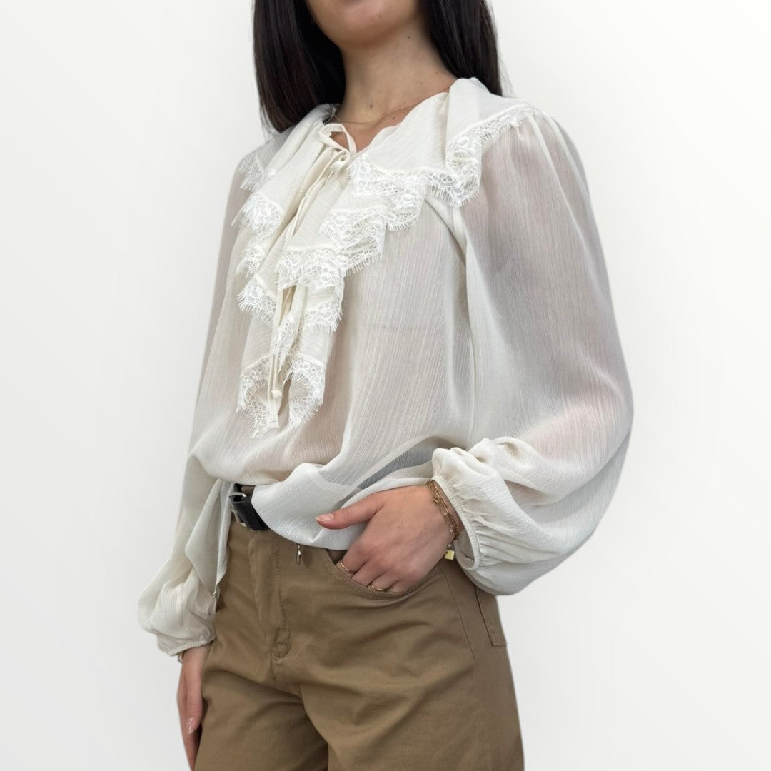 SUSY MIX - CAMICIA CON VOULANT E PIZZO
