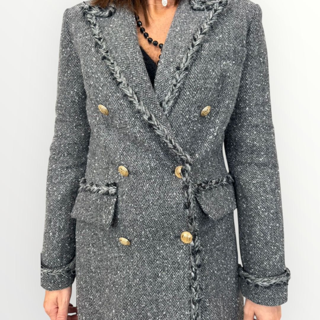 FRACOMINA - CAPPOTTO A LISCA DI PESCE E DETTAGLI ORO