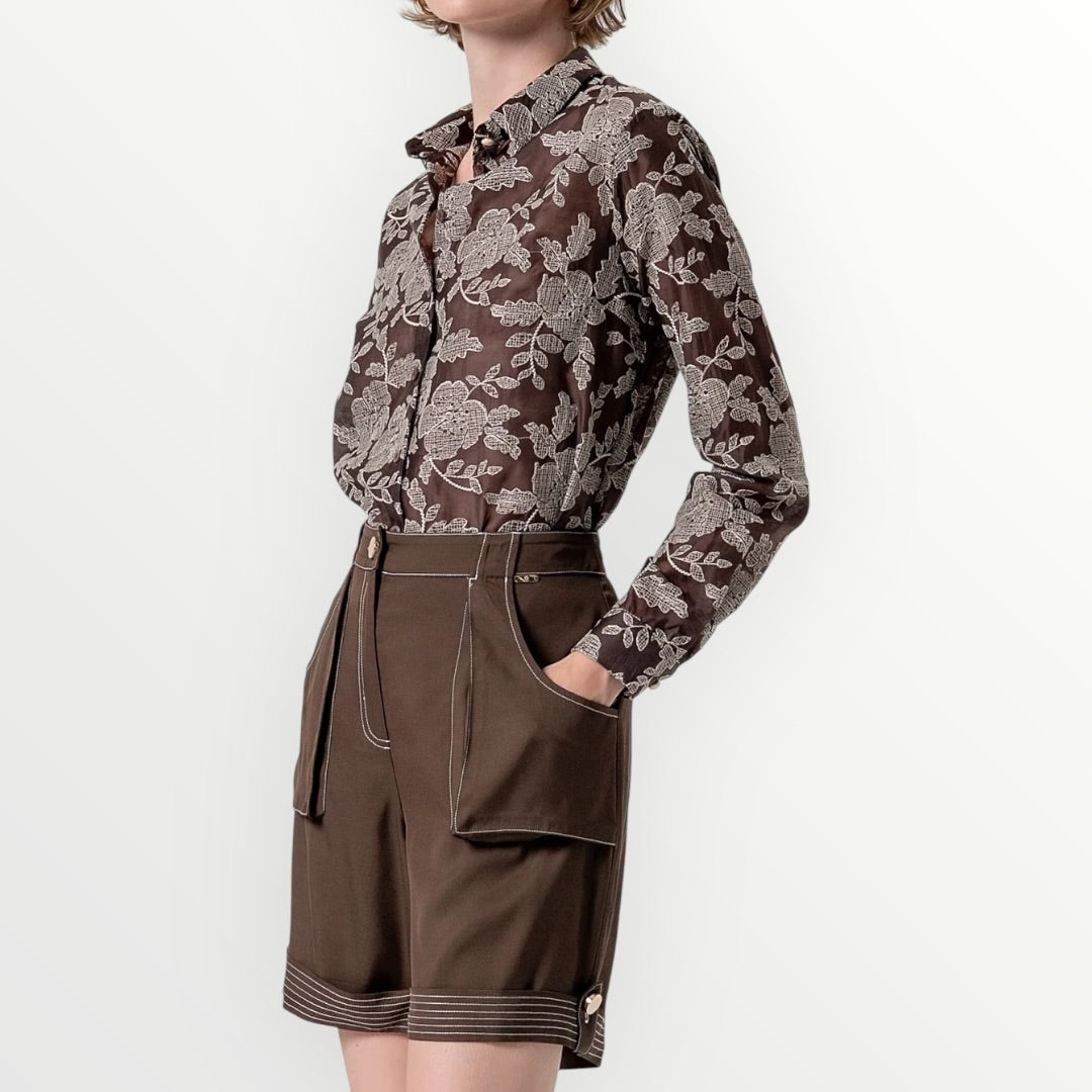 FRACOMINA - SHORT IN VISCOSA CON RISVOLTO