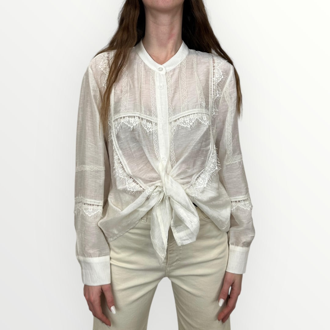 HAVEONE - CAMICIA CON PROFILI IN PIZZO