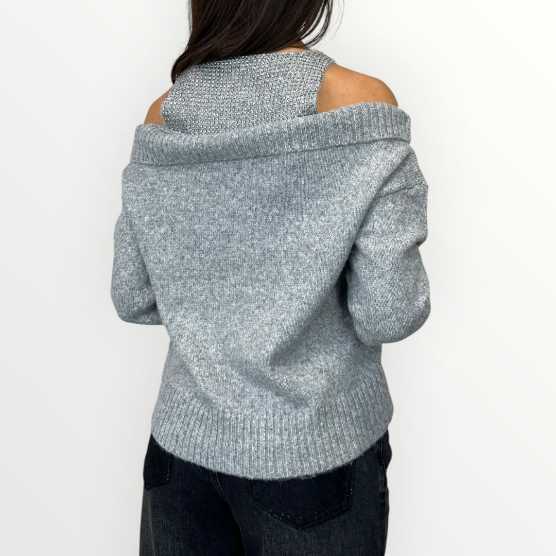 NO SECRETS - MAGLIA CON CUT-OUT E STRASS