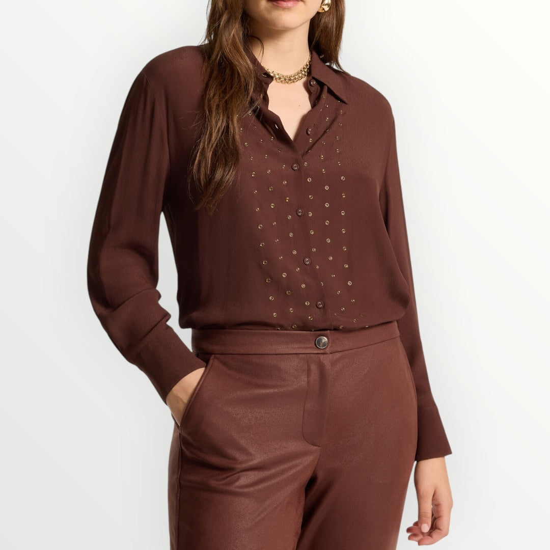 ELENA MIRO' - CAMICIA IN VISCOSA CON STRASS